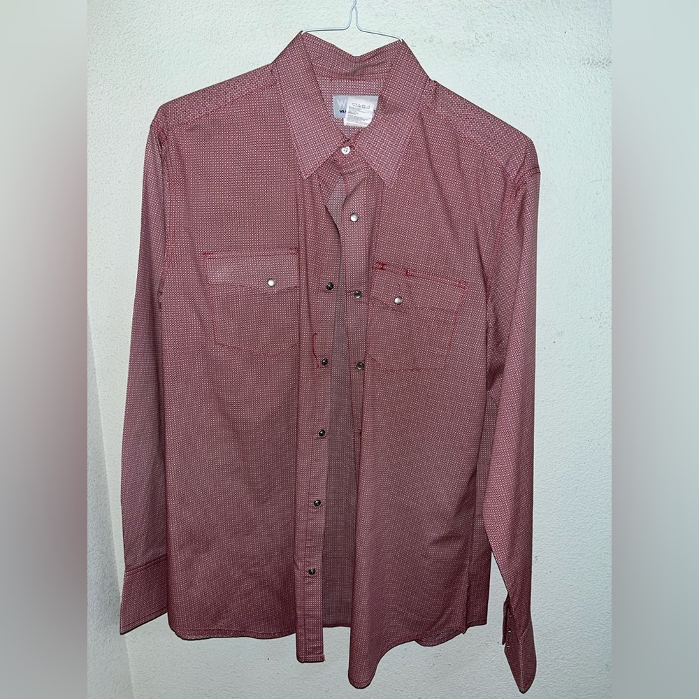 Mens Wrangler pearl snap long sleeve western shirt